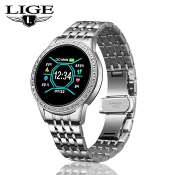 

LIGE New Smart Watch Lady IP67 Waterproof Heart Rate Blood Pressure Monitoring Bluetooth Android IOS Fitness Tracker Smartwatch