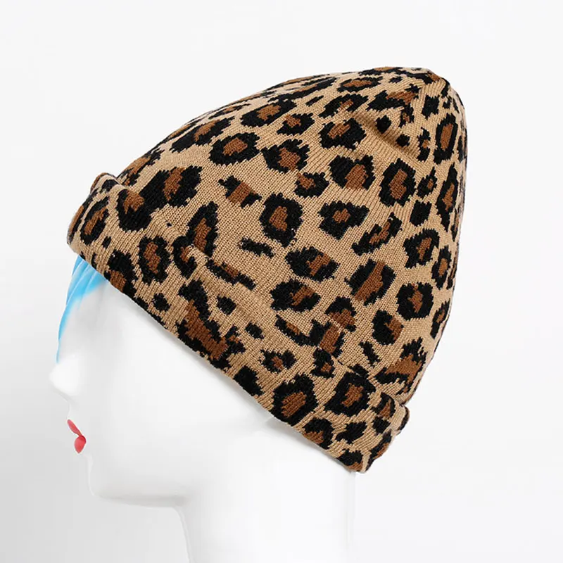 Корейская мода, женская вязаная шапка с леопардовым принтом, осенняя и зимняя вязаная тёплая шапка, высокое качество, комфортная - Цвет: YJ2931203