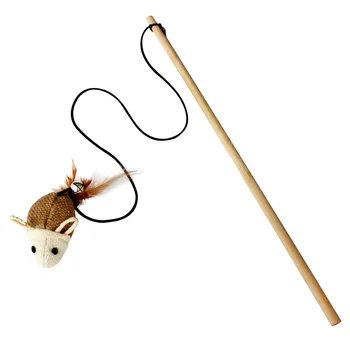 

Elastic Steel Wire Cat Teaser with Bell Cat Toy Feather Small Fish Cat Sisal Hemp Rope Toy