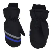 

1 Pair 3-6 Years Children Ski Gloves Thick Windproof Cotton Clear Printing Kids Snow Mittens for Outdoor