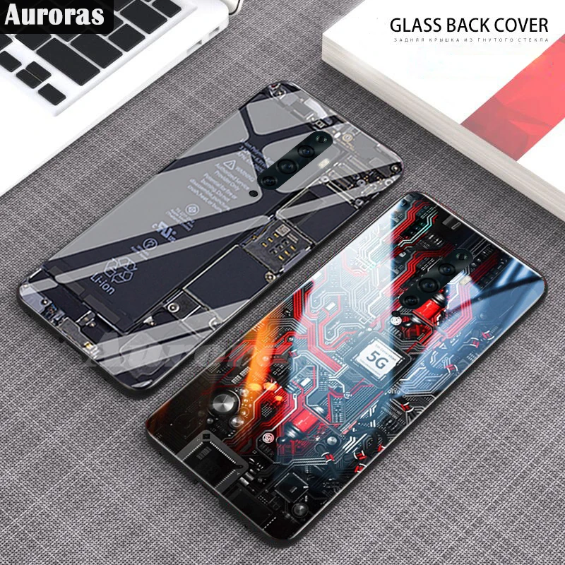 Auroras For OPPO Reno 2Z Case Explorer Painted Tempered Glass Silicon Protective Phone Cover For Reno 2F 2 Cases