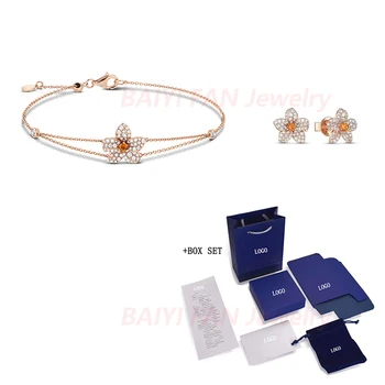 

2020 Fashion SWA New ORANGE LILY Petal Set Rose Gold Flower Softness Three-Dimensional Petals Decoration Women Romance Gift