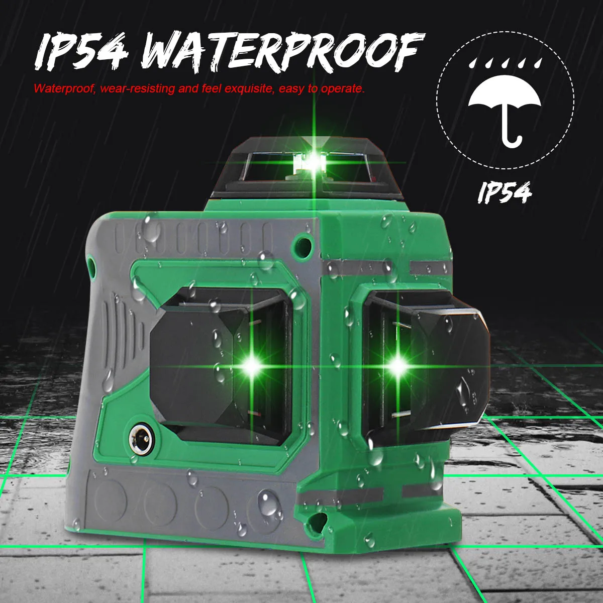 ZEAST 3D 12 Line Green Light Laser Level Auto Self Leveling 360° Rotary Measure Cross AC 100-240V Charger Waterproof IP54