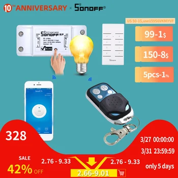 

SONOFF 433Mhz Remote Controller Wifi 4 Channels Wireless 433 Control ABCD 4 Buttons Switch Smart Key Fob for SONOFF T1/4CH/RF