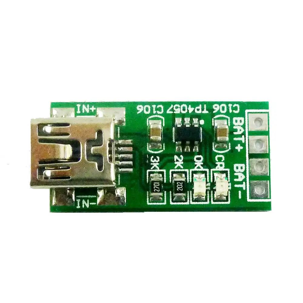 2x Mini USB Li модуль зарядного устройства литиевой батареи TP4057 DC 5V to 4 2 V Step down buck Board для