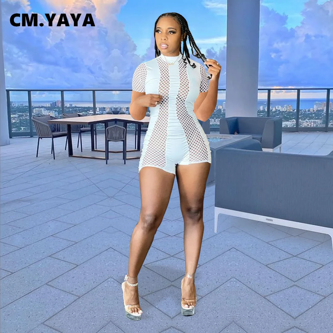 CM.YAYA tuta da donna maglia Patchwork manica corta guaina elastica Nimi  tute pagliaccetti moda Sexy tuta intera| | - AliExpress