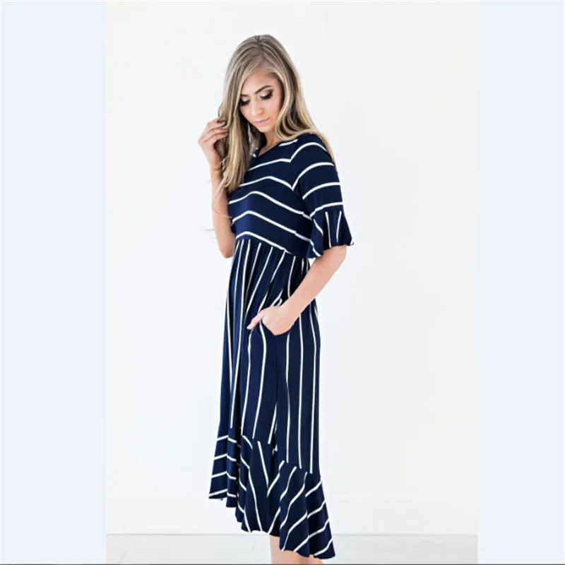 New style of European and American Fashion striped Printing dress for pregnant Women maternity dresses for photo shoot sukienki