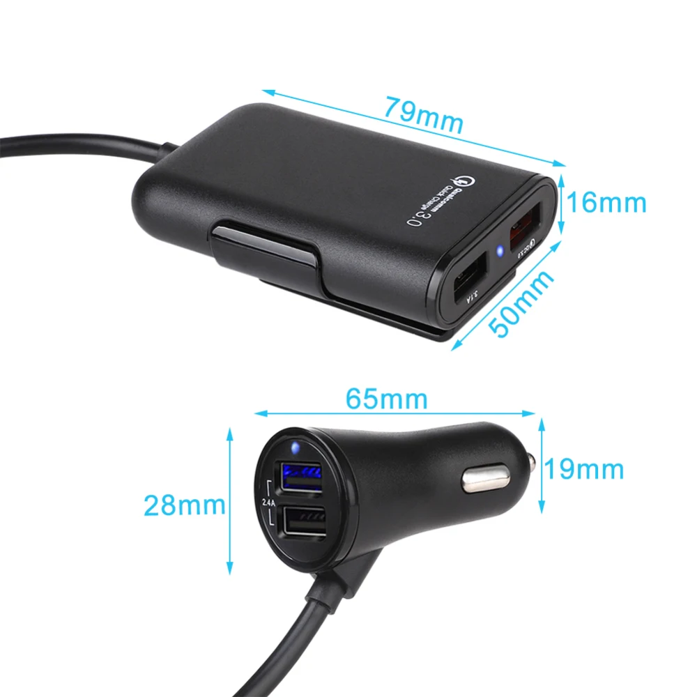 8A/36 W QC 3,0 Автомобильное быстрое переднее заднее зарядное устройство для телефона 4 USB порта адаптер для быстрой зарядки для iPhone huawei высокое качество
