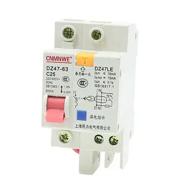 AC 230/400V 25A 1 полюс защиты от перегрузки ELCB прерыватель цепи при утечке на землю
