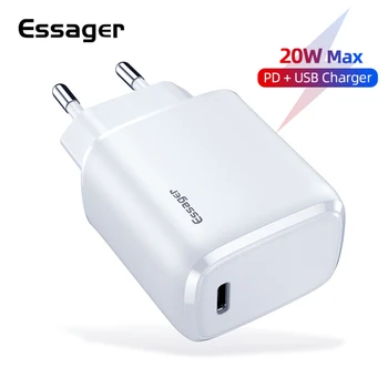 

Essager 20W USB Type C Charger For IPhone 12 Pro Max Mini Quick Charge 3.0 QC PD USBC USB-C Fast Charging Travel Wall Charger