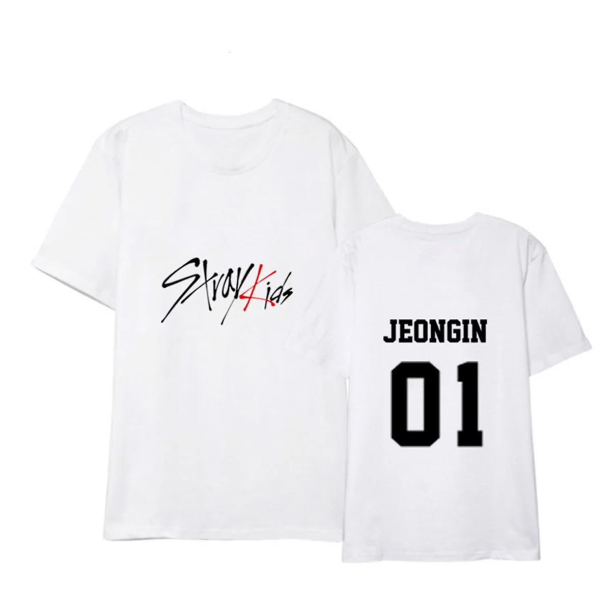 Детская Футболка KPOP StrayKids, Корейская уличная одежда в стиле хип-хоп, MINHO JISUNG WOOJIN CHANGBIN FELIX, хлопковая футболка с короткими рукавами для женщин - Цвет: White-Jeong