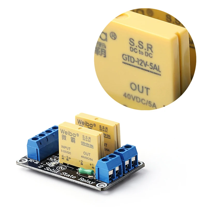 

2 Channel SSR Solid State Relay High-low Trigger 5A 3-32V For Arduino R3 New