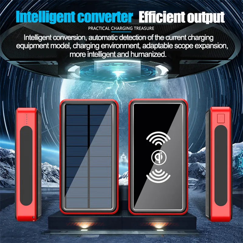 Wireless Solar Power Bank Portable Charger Outdoor Power Bank 80000mAh External Battery Poverbank for Xiaomi Mi Samsung IPhone pebble power bank