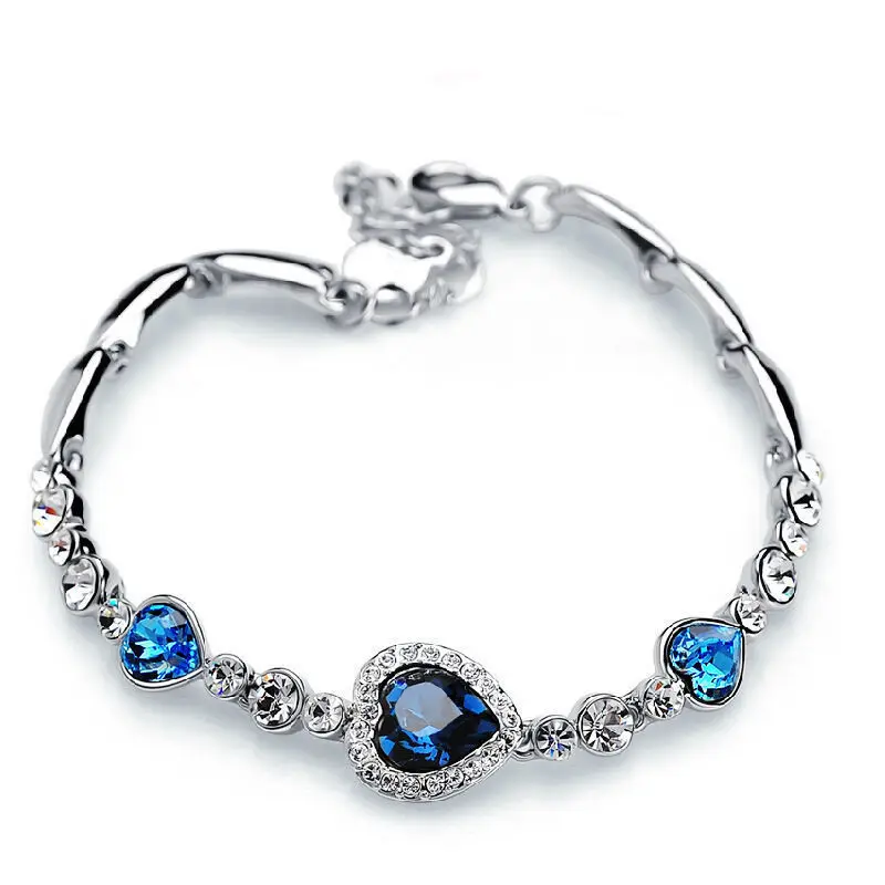 Jewelry Sets Jewelry Set Titanic Heart of Ocean Necklaces for Women Peach Heart Blue Crystal Zircon