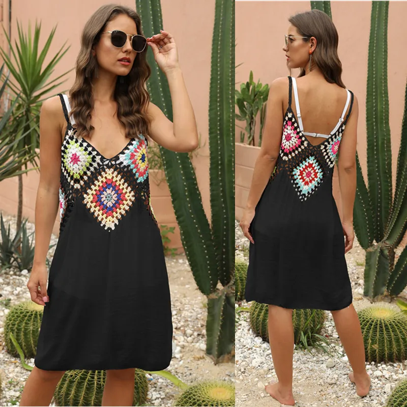 Details about   Fashion Women Boho Ladies Swimsuit Sunscreen Ethnic Blouse Beach Cover Up Dress