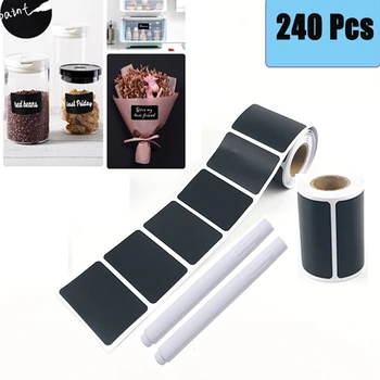 

240Pcs Waterproof Blackboard Kitchen Spice Label Stickers Home Jam Jar Bottle Tags with Marker Pen