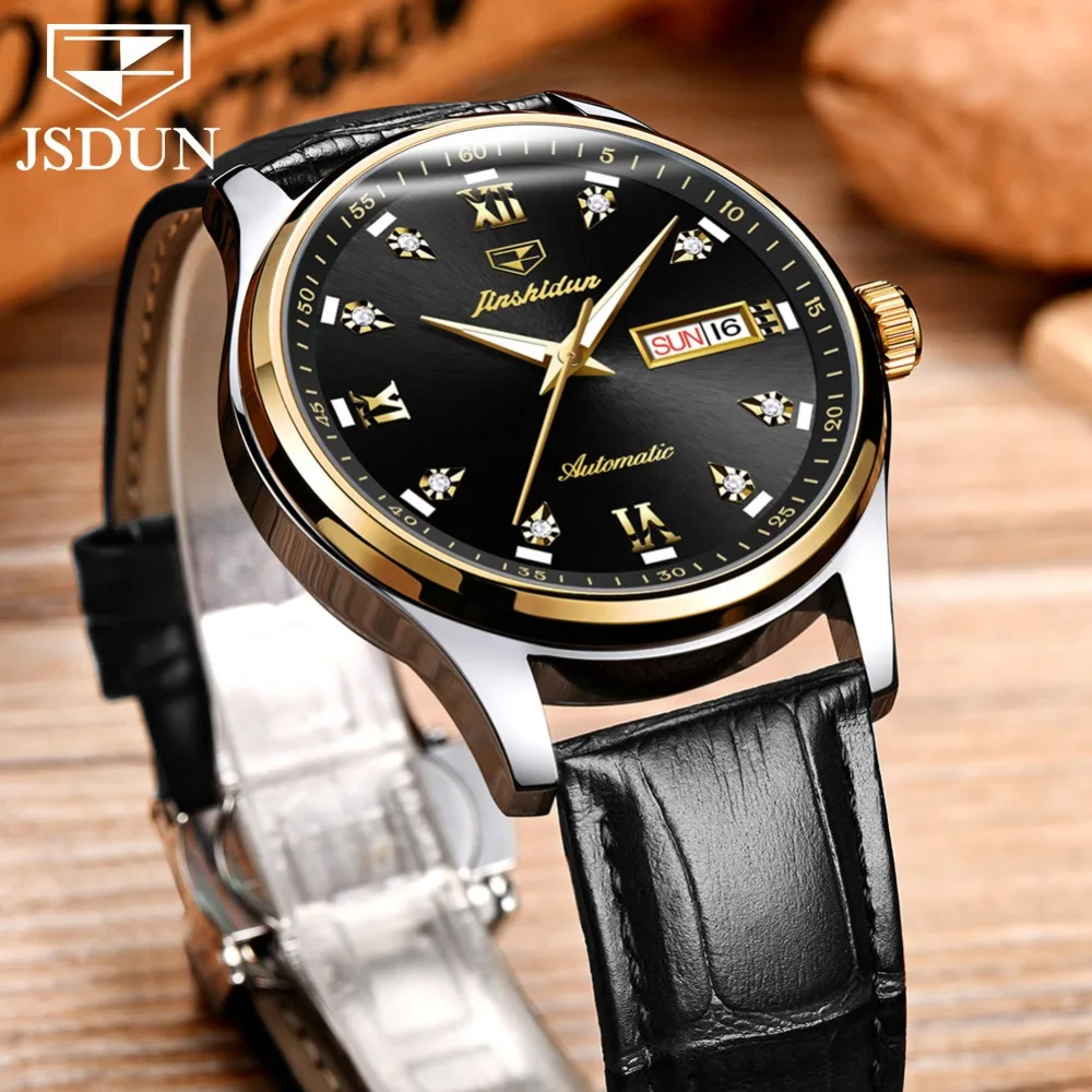 Часы JSDUN Мужские автоматические модные дизайнерские прозрачные брендовые