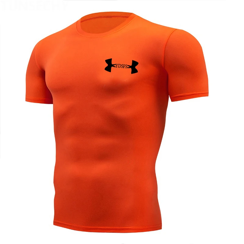 Брендовые компрессионные облегающие футболки для тренажерного зала, мужские быстросохнущие футболки для бега, летняя одежда, спортивные тренировочные футболки с короткими рукавами для мужчин, большой размер