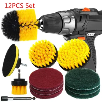

12Pcs Set Car Window Cleaning Brushes Tile Grout Power Scrubber Cleaning Drill Brush Tub Cleaner Combo Scrub