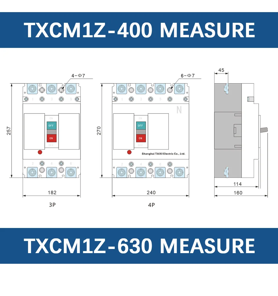 Taixi solar mccb 500v 1000v 1500v dc