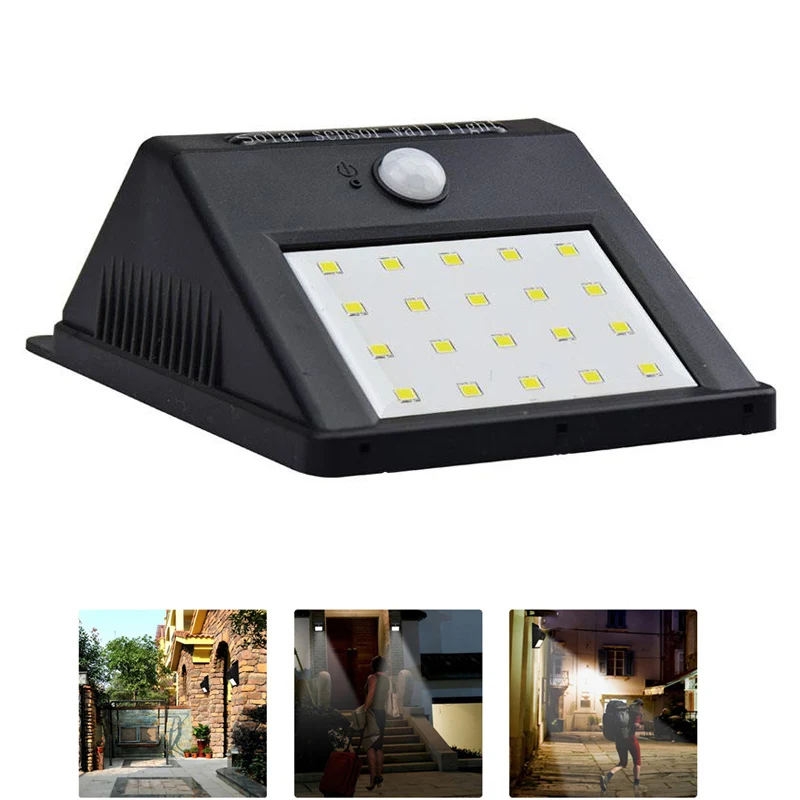 White Solar Power LED Light 3.7V/800mAh Motion Security Sensor Outdoor Lighting SMD 2835 Lamp PIR Yard Path Wall Waterproof