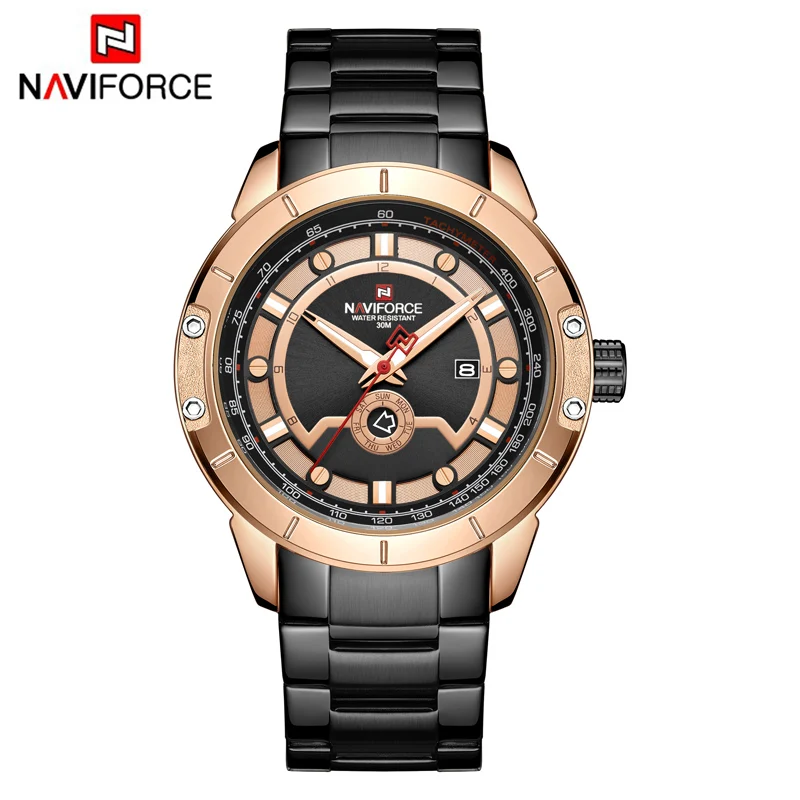 RG B NAVIFORCE Топ люксовый бренд из нержавеющей стали спортивные водонепроницаемые мужские часы мужские s Модные золотые кварцевые наручные часы Relogio Masculino - Цвет: RG B