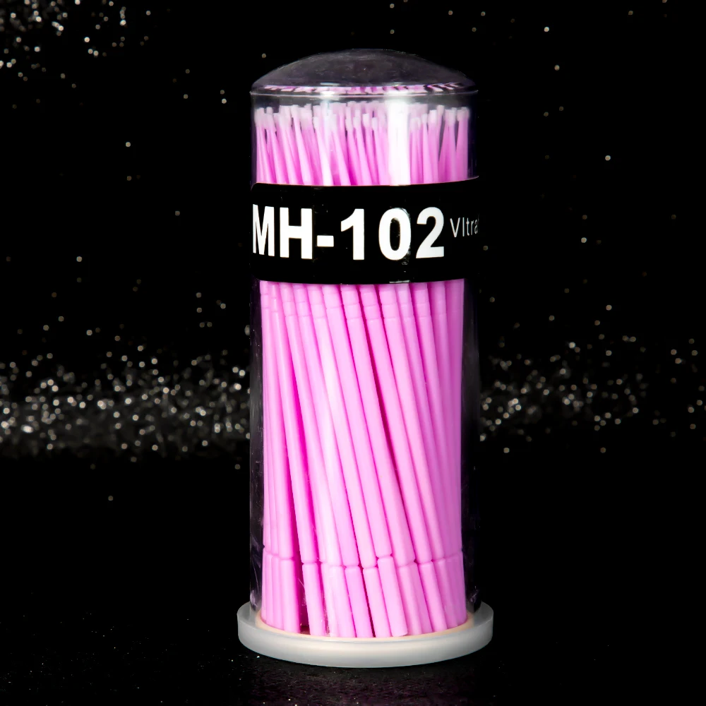 100 шт Одноразовые накладные ресницы тампоны кисти микро тушь для ресниц наращивание ресниц индивидуальное Удаление ресниц инструменты без ворса - Handle Color: Light Purple S