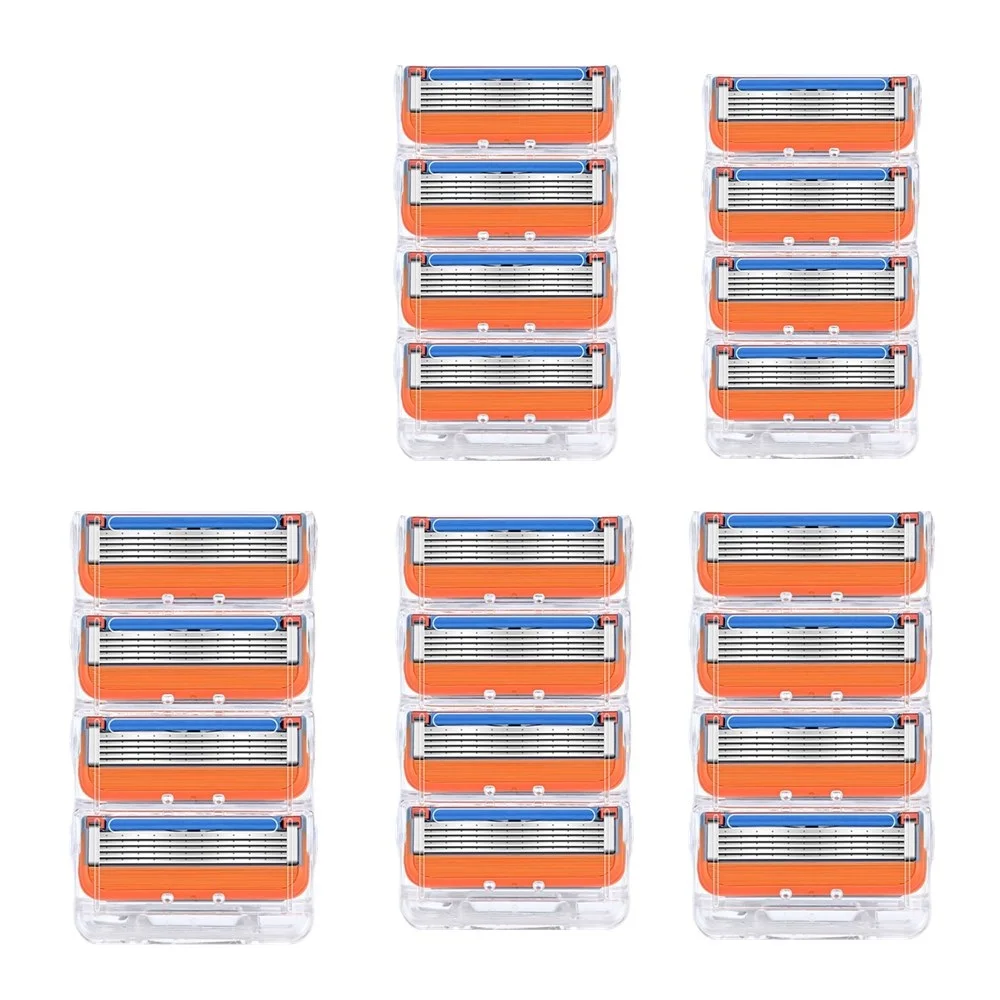 

20PCS/BOX Men Razor Blades 5 Layer High Quality Shaving Cassettes Face Care Men Shaving Blades Compatible with Gillettee Fusione
