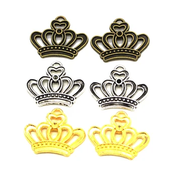 

50pcs Vintage Metal Zinc Alloy Crown Pendant Charms Crown Charms For Diy Jewelry Making