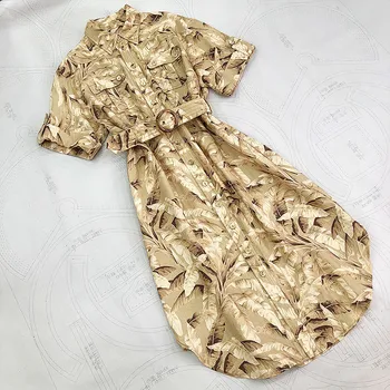 

LouLanQueen Short Sleeve With Belt Women Dress Runway/Linen/Summer/Floral/Long/Party/Beach/Elegant/Dress Robe ete femme 2020