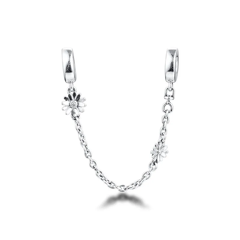 

Daisy Flower Safety Chain Fit Charm Bracelet Femme DIY Beads For Jewelry Making 925 Sterling Silver New 2020 Fashion Jewellery