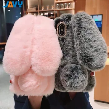 JAVY Plush Rabbit Cute Warm Phone Case Fur Cover For Iphone 17 Pro Max 16 16e 15 14 13 12 11 X XR XS 13 mini Furry Fluffy Cover 1