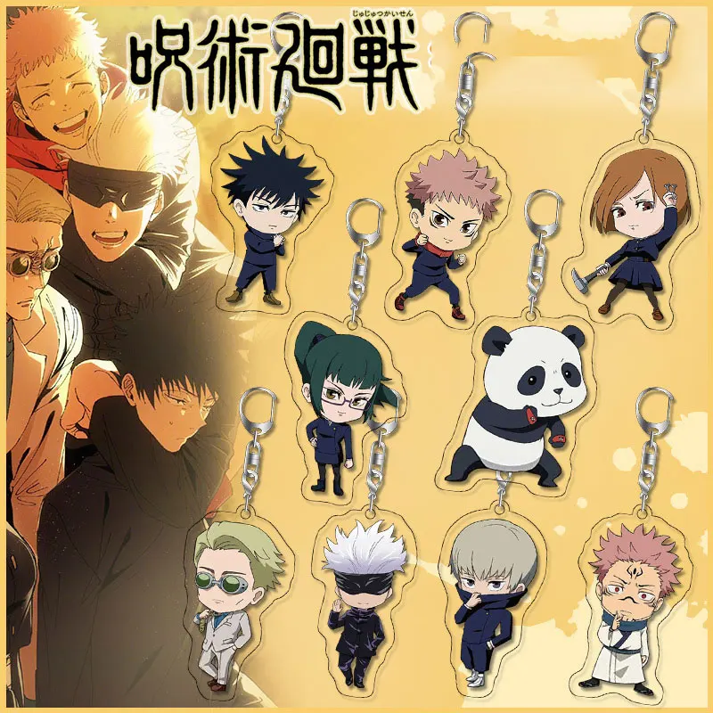 

Jujutsu Kaisen Gojo Satoru Keychains Yuji Itadori Megumi Fushiguro Nobara Kugisaki Acrylic Sided Key Ring Cosplay 20+colors