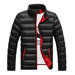 Зимняя мужская хлопковая куртка, утолщенные парки, облегающие теплые стеганые пальто с воротником-стойкой, мужская верхняя одежда, M-4L