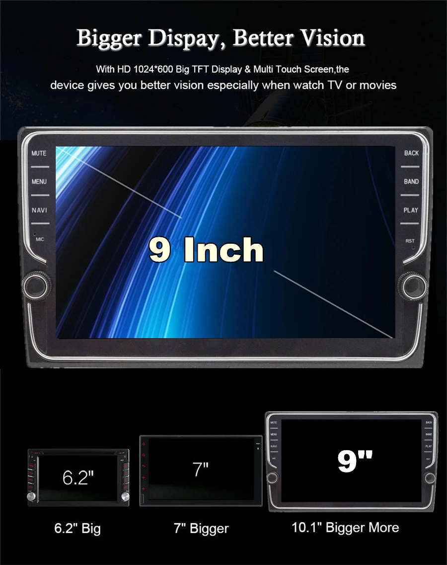  For Android 9.1 Quad-core 2GB + 32GB 9'' Car Stereo Radio GPS WIFI BT DAB Mirror Link OBD For Honda