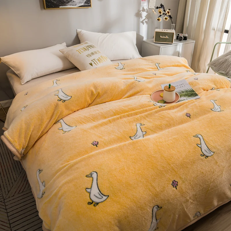 Yellow Duck Флисовое одеяло, зимние фланелевые плотные покрывала, Скандинавское одеяло для кровати, мультяшное одеяло, простыня для взрослых и детей, ТВ, покрывало для дивана - Цвет: Yellow Duck