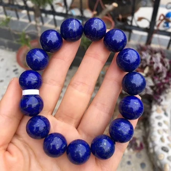 

Genuine Natural Lapis Lazuli Royal Blue Gemstone Women Men Bracelet 15mm Round Beads Men Jewelry Certificate AAAAA
