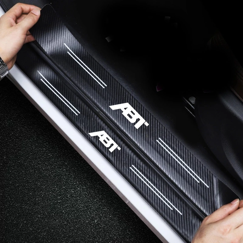 4pcs Carbon Fiber Car Door Sill Protector Film Auto Threshold Stickers For ABTCar Stickers