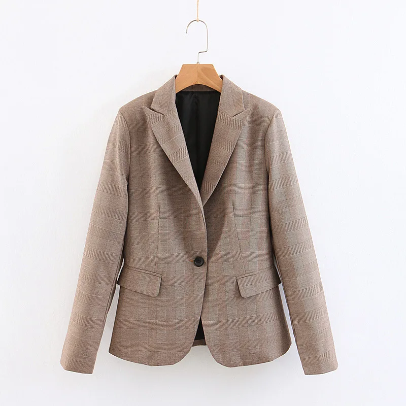 

37xb3-9210 2019 Spring New Style Casual Wind WOMEN'S Dress Pattern One-Button Suit Jacket