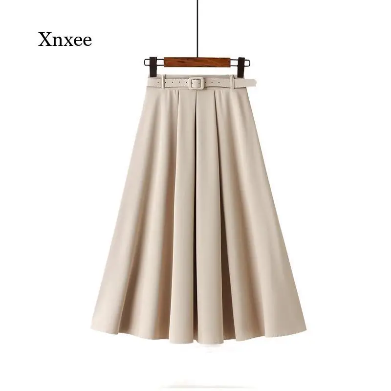 

Women Retro Chiffon Skirts Solid Color Spring Summer Fashion High Waist A-Line Skirts Female Thin Ladies Loose 2021 Skirts