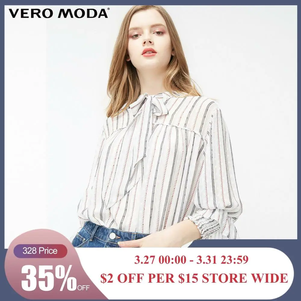 

Vero Moda Women's Stripe Lace-up 3/4 Sleeves Shirt | 319158517