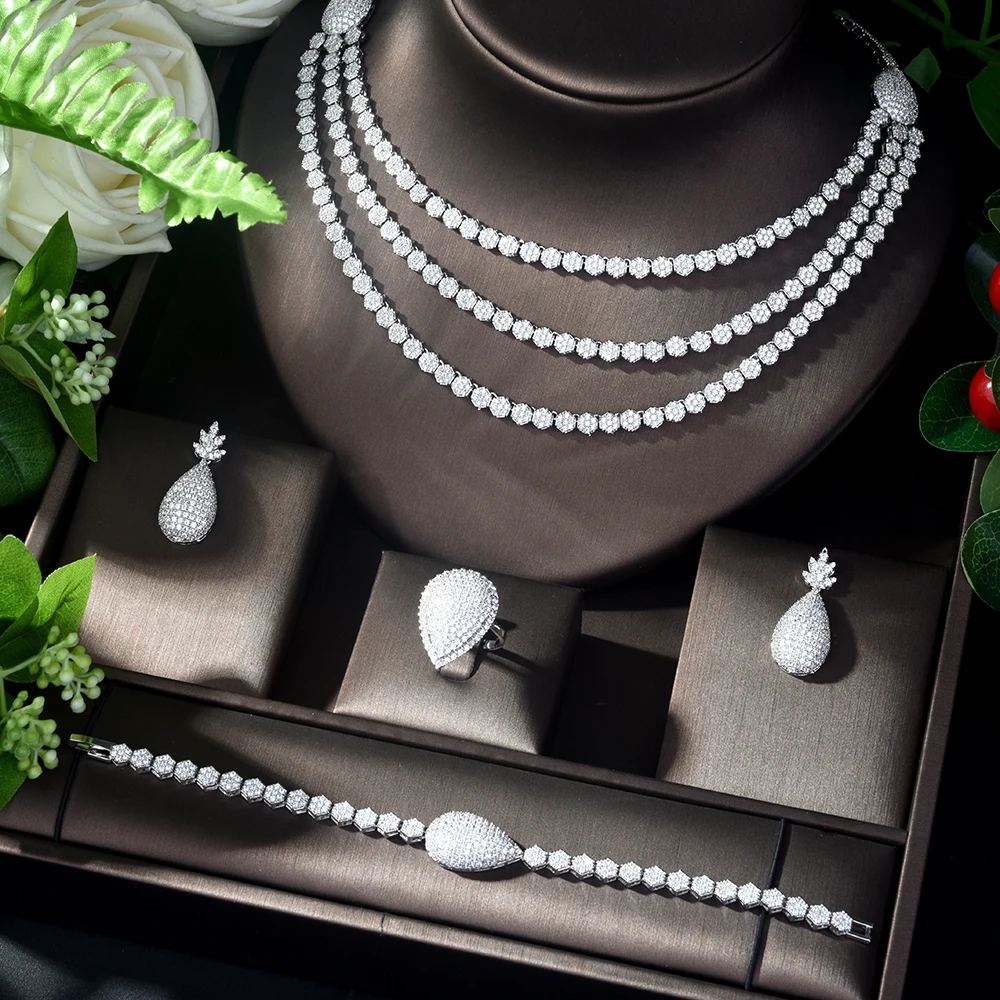 HIBRIDE, модное роскошное ожерелье, Дубай, ювелирное изделие, AAA CZ, наборы свадебных ювелирных изделий для женщин, свадебные аксессуары, Юбилейный N-1121