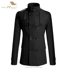 SISHION/Новинка года, мужской зимний теплый шерстяной Тренч, пальто из смесовой ткани, Тонкая Повседневная однотонная парка с воротником «Мандарин» и двойным воротником в грудной горошек, QY0325