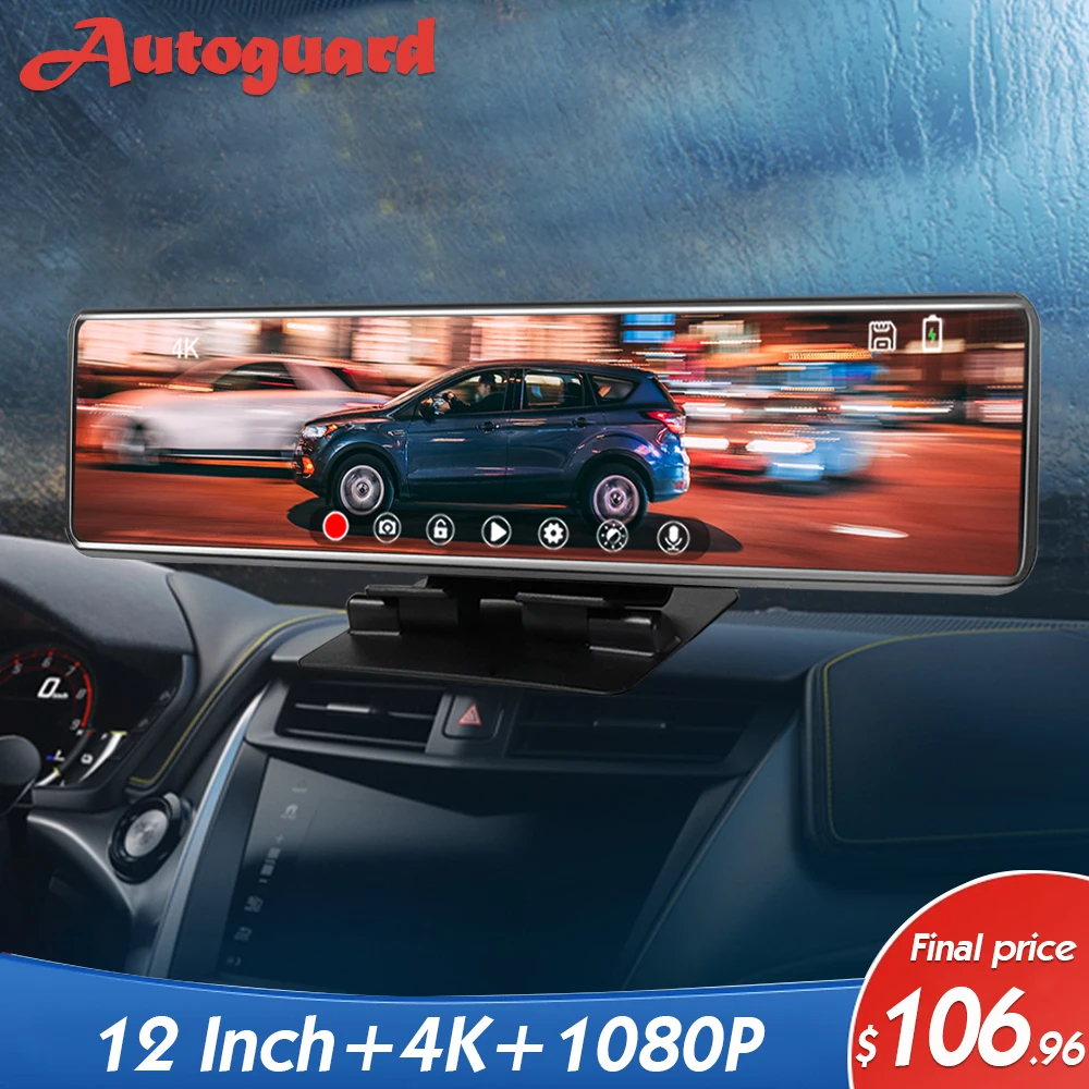 2160P Car Rearview Mirror Auto Recorder 4K DVR Dashboard Video Dash DVRsCamera WiFi GPS Cam | Автомобили и мотоциклы