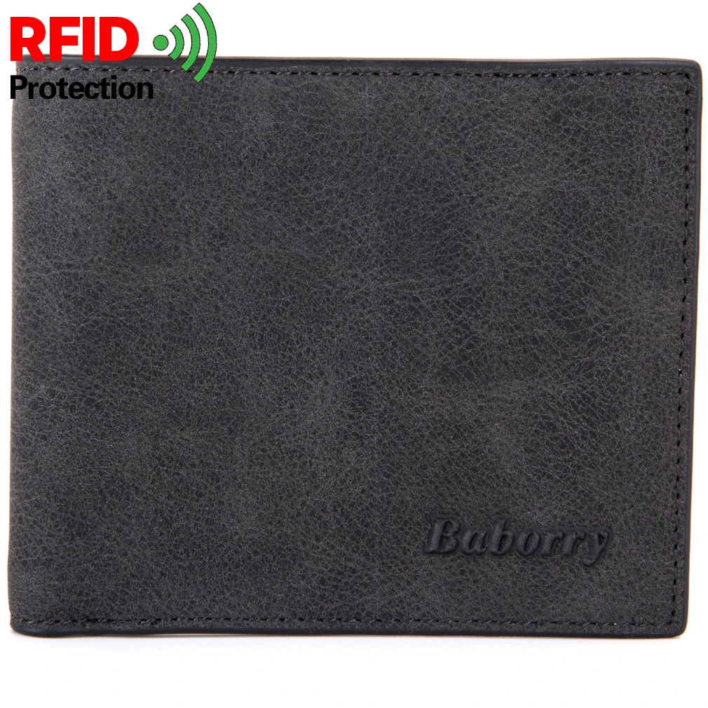 Модные Rfid мужские кошельки с сумкой для монет Rifd защита из искусственной кожи Двойные Короткие Кошельки кредитный держатель для карт бизнес мужской кошелек