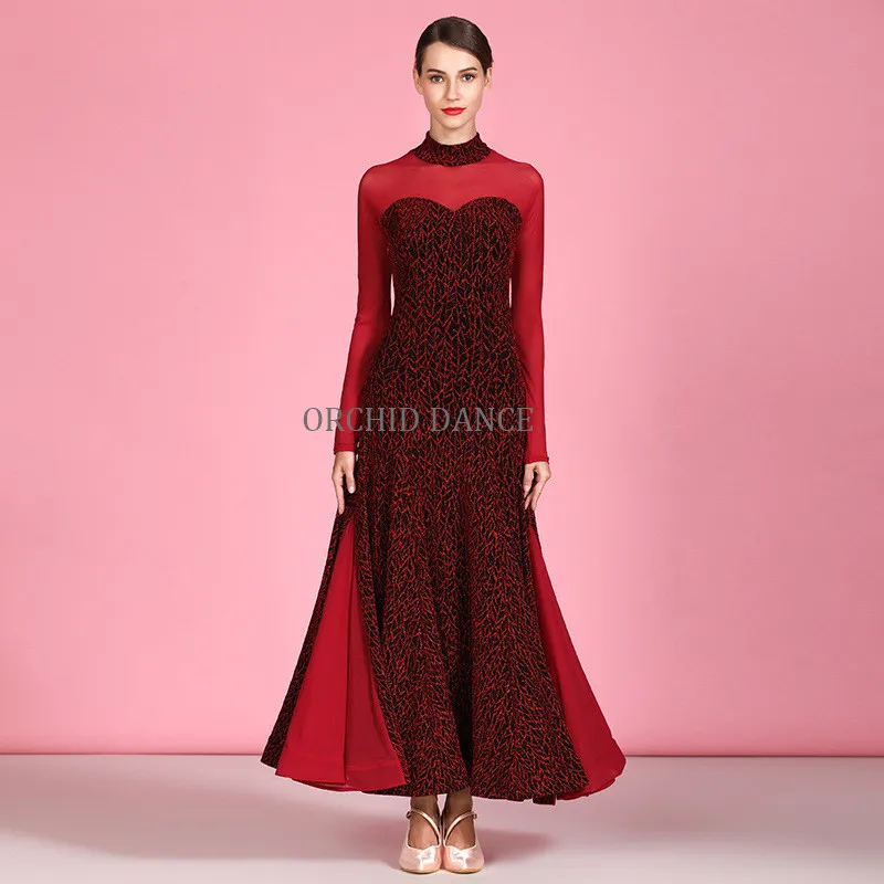 Wine red Новое поступление, блестящее женское платье для выступлений, сексуальное длинное платье для вальса - Цвет: Wine red