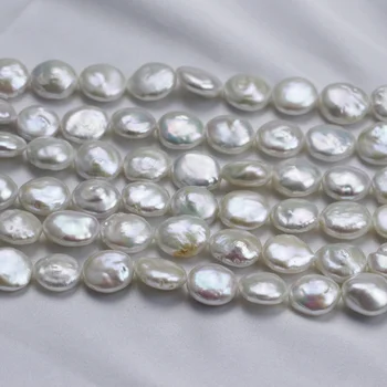 

Genuine Natural 12mm AA+ white coin pearl strands loose beads women lady jewelry DIY