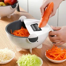 Multifuncional rotación cortador de verduras con escurridor cocina verduras frutas rallador, trituradora cortador directo envío gratuito