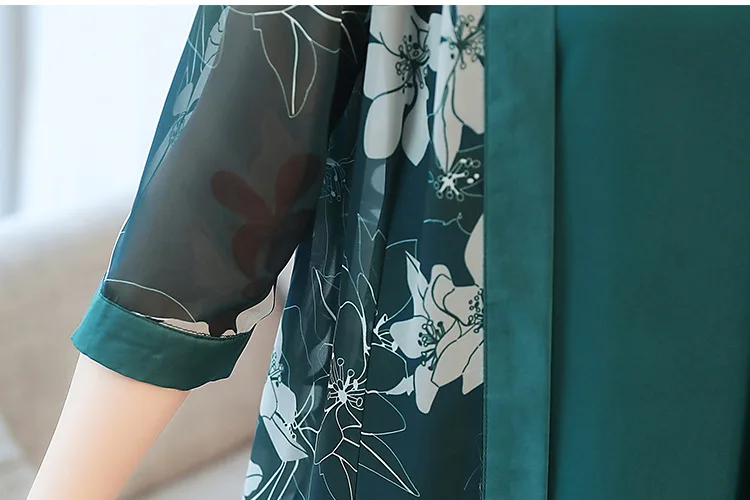 2018 лето и осень Новый стиль с принтом Cheongsam платье жилет Ретро Кардиган большого размера комплект пальто