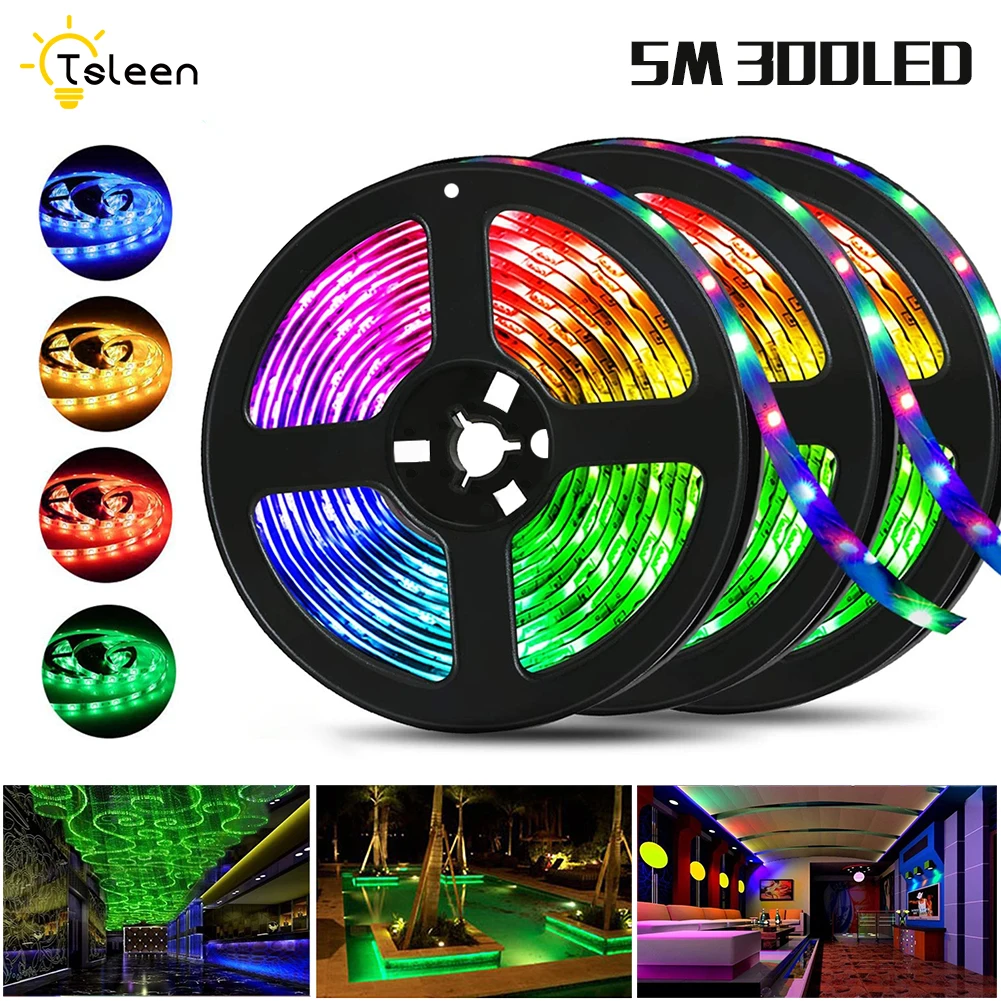 

SMD 2835 DC12V RGB Leds tape Flexible diode ribbon Strip 2020 NEW 5m Super Bright Home Decoration NO-Waterproof LED Strip Light